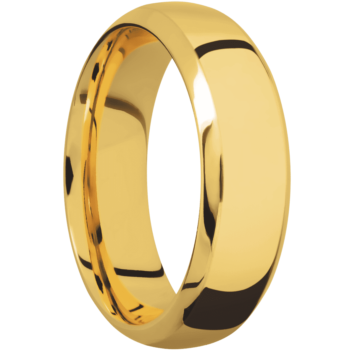 18K Yellow Gold + Polish Polish Finish - 7 mm wide Domed Bevel 18K Yellow Gold band. - Custom