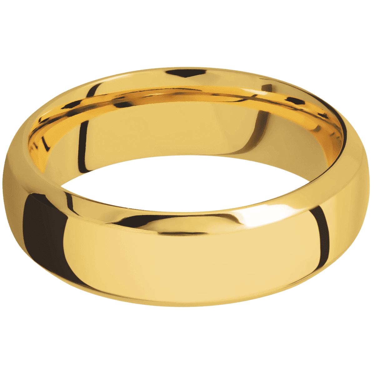 18K Yellow Gold + Polish Polish Finish - 7 mm wide Domed Bevel 18K Yellow Gold band. - Custom