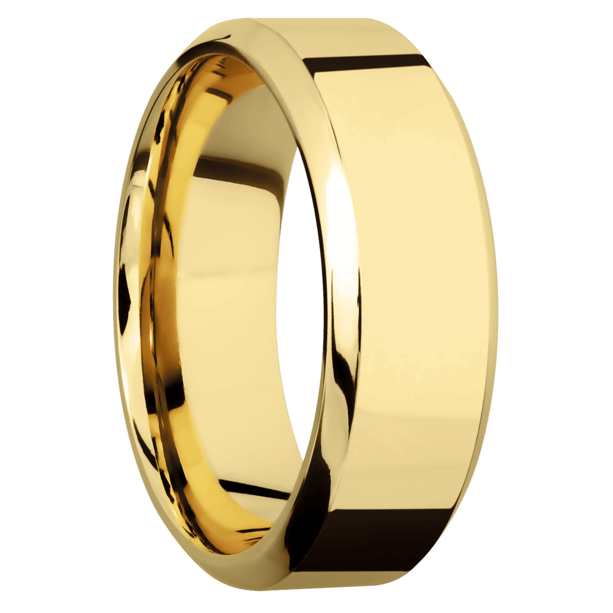 18K Yellow Gold + Polish Polish Finish - 8 mm wide High Bevel 18K Yellow Gold band. - Custom