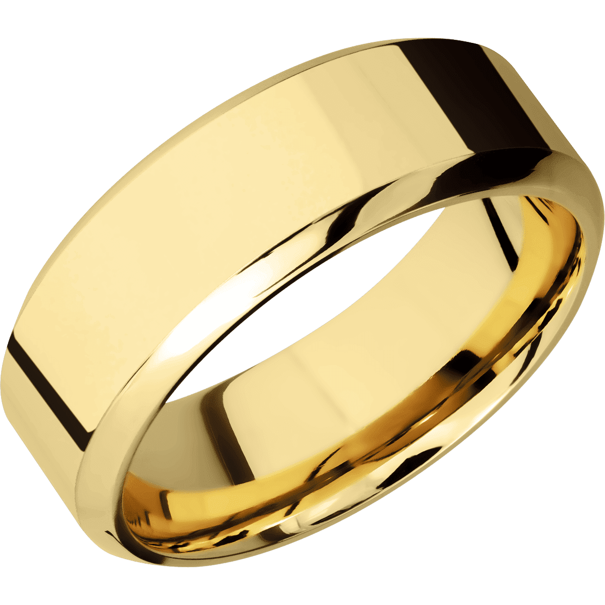 18K Yellow Gold + Polish Polish Finish - 8 mm wide High Bevel 18K Yellow Gold band. - Custom