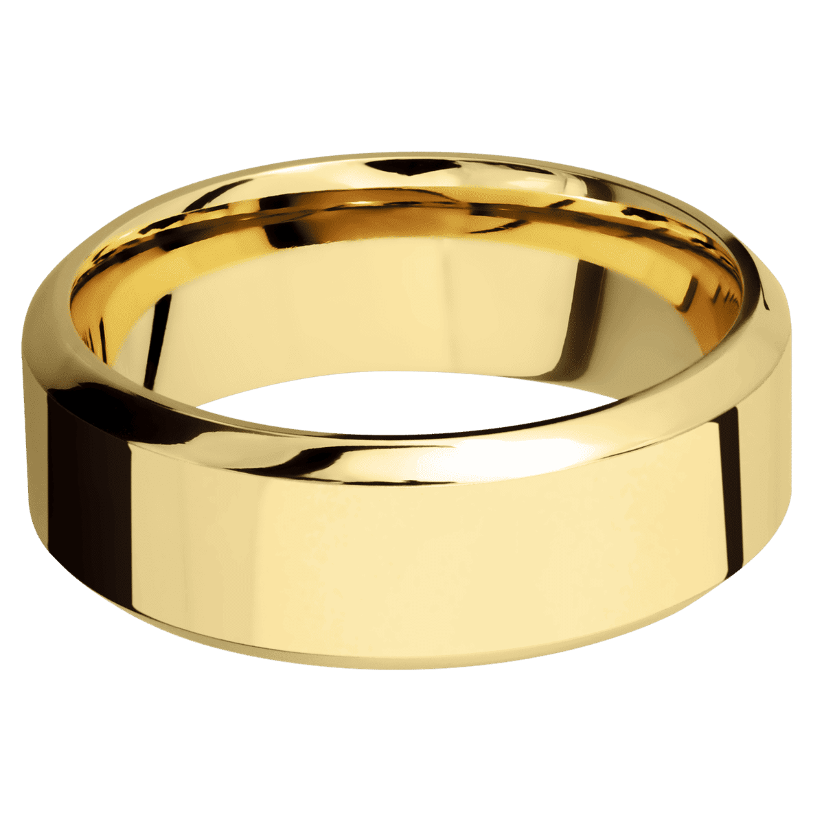 18K Yellow Gold + Polish Polish Finish - 8 mm wide High Bevel 18K Yellow Gold band. - Custom