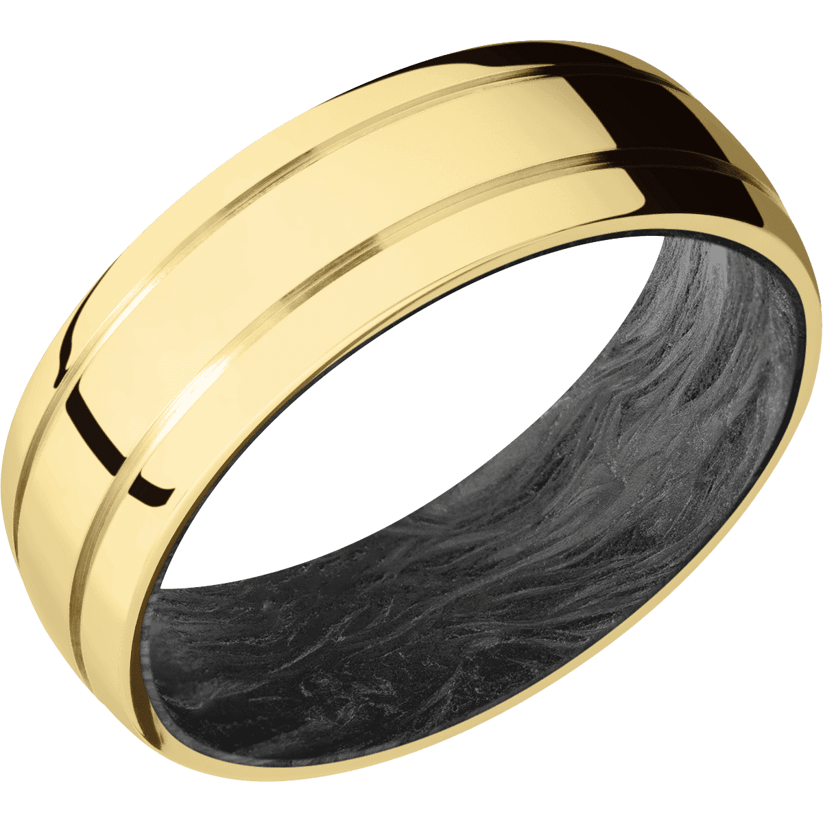 18K Yellow Gold + Polish Polish Finish + Forged Carbon Fiber - FORGEDCFSLEEVE18KY7D2.5 - Custom