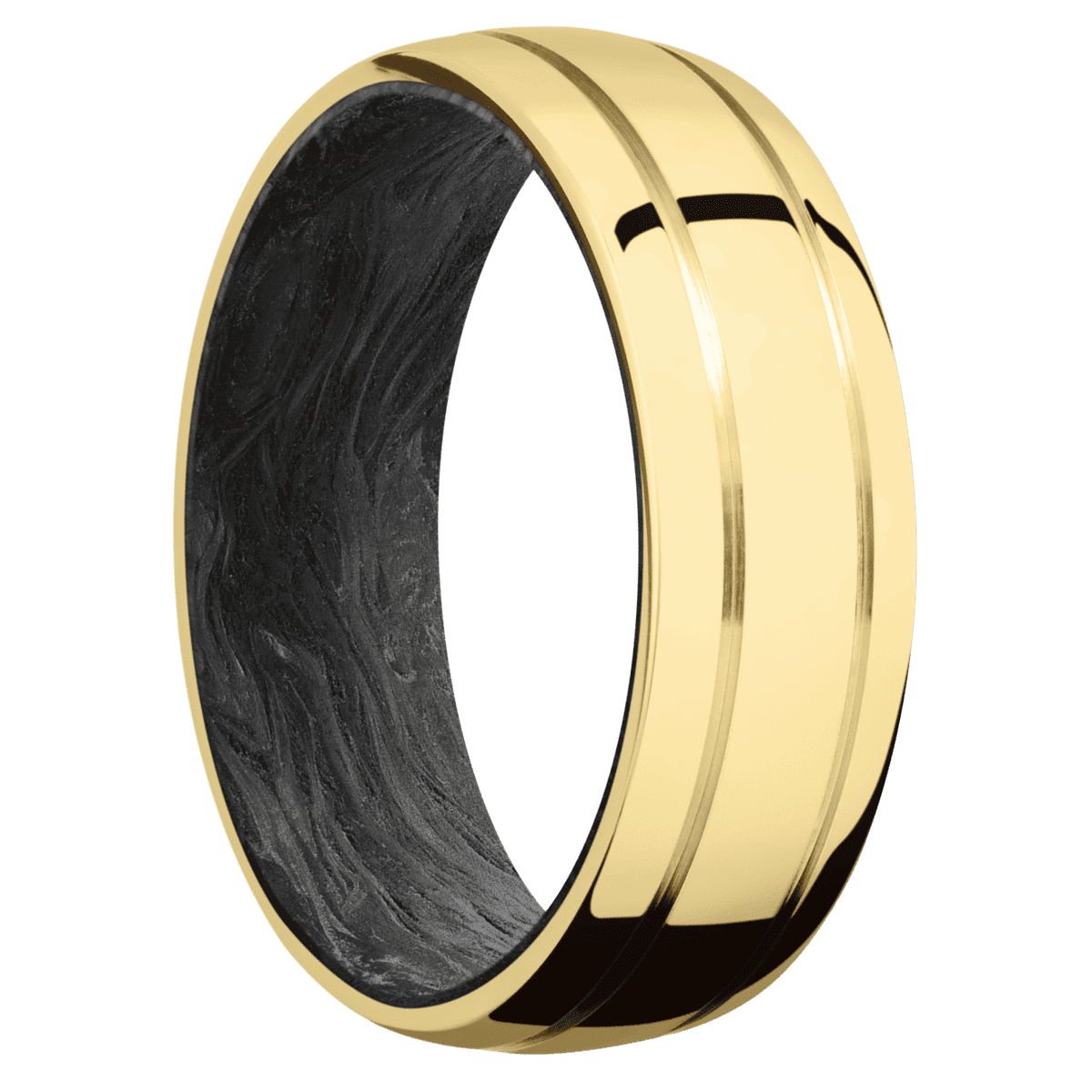 18K Yellow Gold + Polish Polish Finish + Forged Carbon Fiber - FORGEDCFSLEEVE18KY7D2.5 - Custom