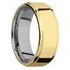 18K Yellow Gold + Polish Polish Finish + Titanium - 8 mm wide Flat Grooved Edges 18K Yellow Gold band featuring
