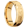 18K Yellow Gold + Rock Polish Finish - 7 mm wide Stepped Bevel 18K Yellow Gold band. - Custom