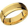 18K Yellow Gold + Sand Polish Finish - 7 mm wide Flat Wide Grooved Edges 18K Yellow Gold band. - Custom