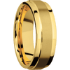 18K Yellow Gold + Sand Polish Finish - 7 mm wide Flat Wide Grooved Edges 18K Yellow Gold band. - Custom