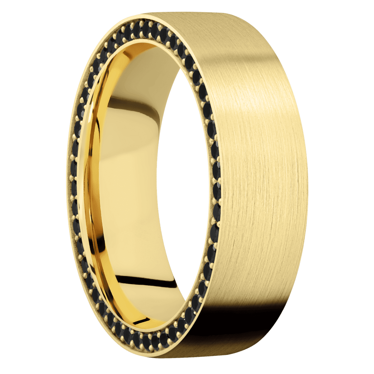18K Yellow Gold + Satin Finish - 18KY7FSIDEETERNITYBLKDIA.01BEAD-P - Custom