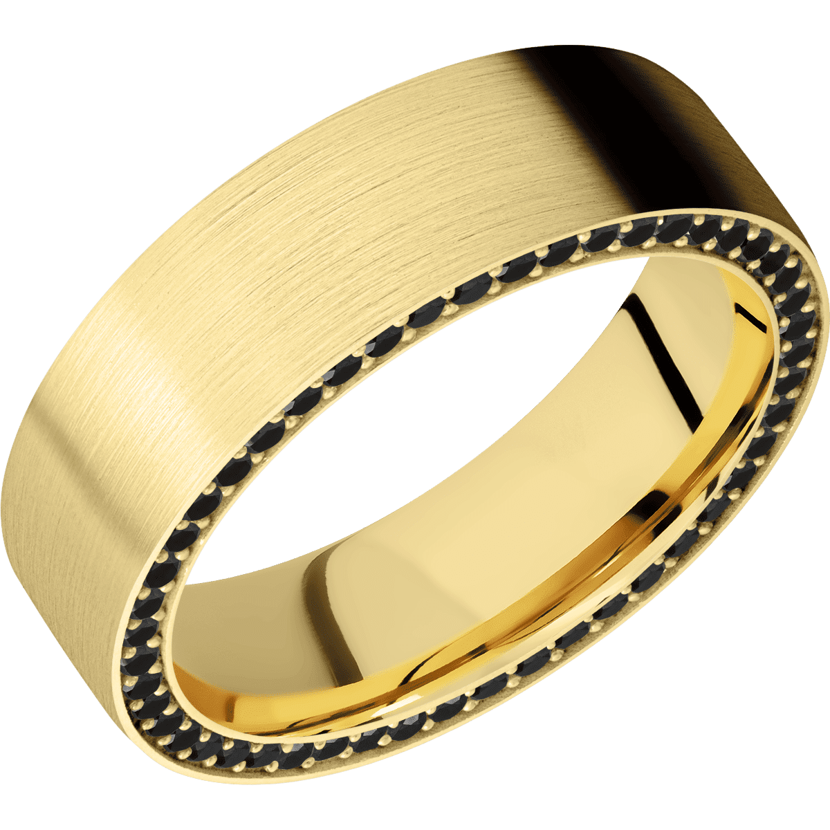 18K Yellow Gold + Satin Finish - 18KY7FSIDEETERNITYBLKDIA.01BEAD-P - Custom