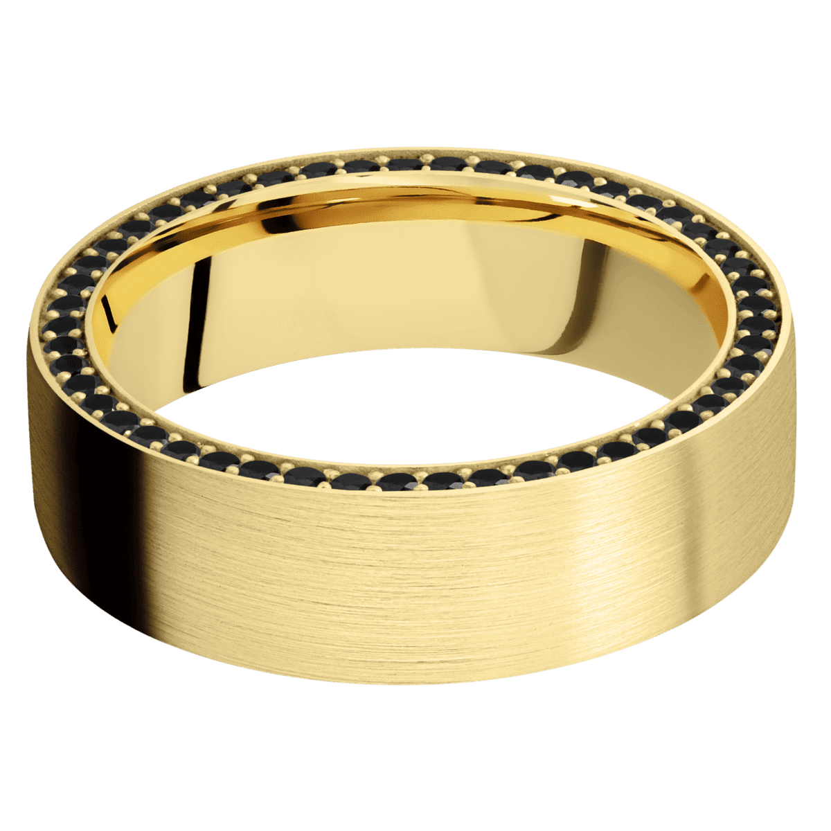 18K Yellow Gold + Satin Finish - 18KY7FSIDEETERNITYBLKDIA.01BEAD-P - Custom