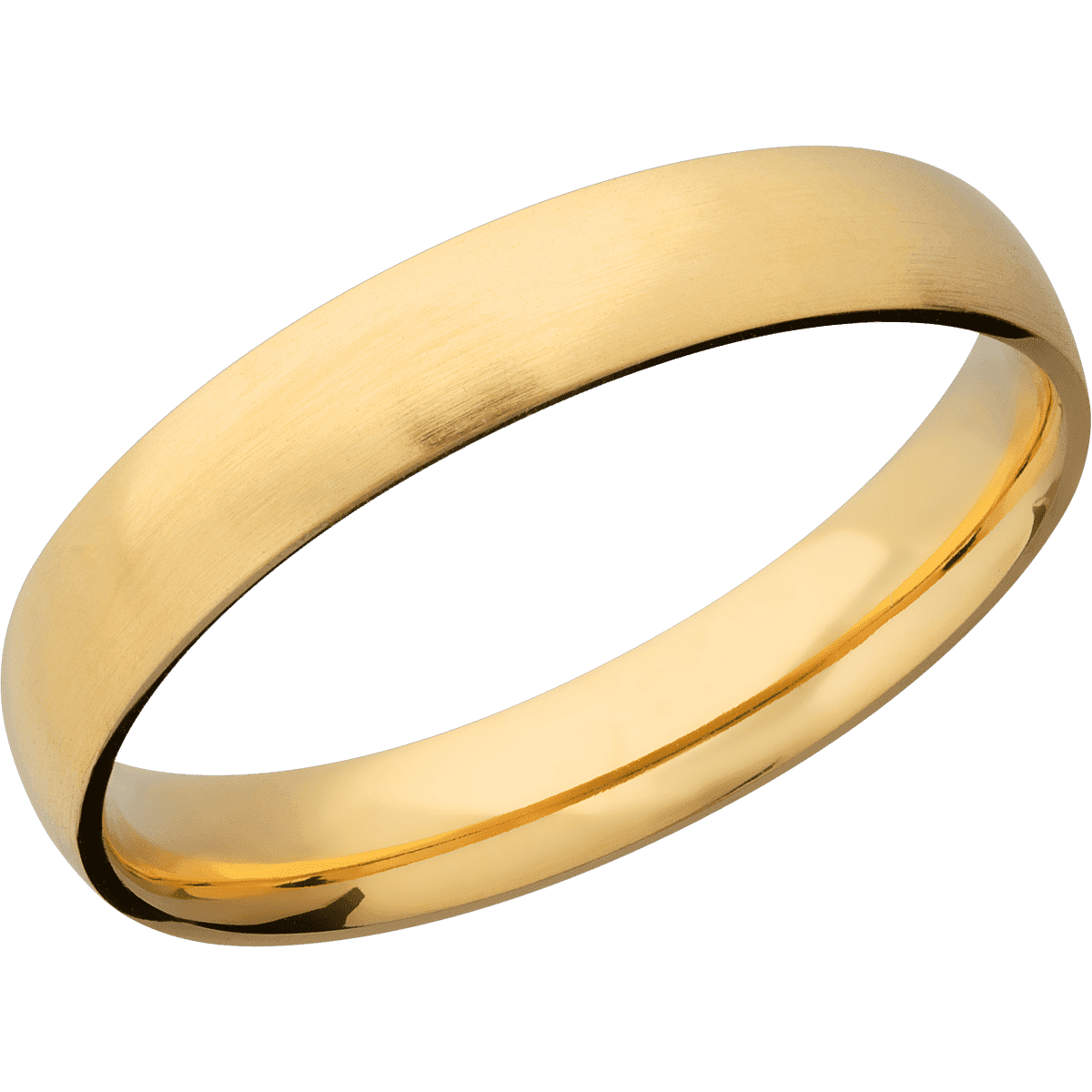 18K Yellow Gold + Satin Finish - 4 mm wide Domed 18K Yellow Gold band. - Custom