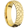 22K Yellow Gold + Polish Finish - 7 mm wide/Domed/22K Yellow Gold band with a machined Cycle pattern. - Custom