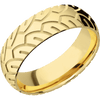 22K Yellow Gold + Polish Finish - 7 mm wide/Domed/22K Yellow Gold band with a machined Cycle pattern. - Custom