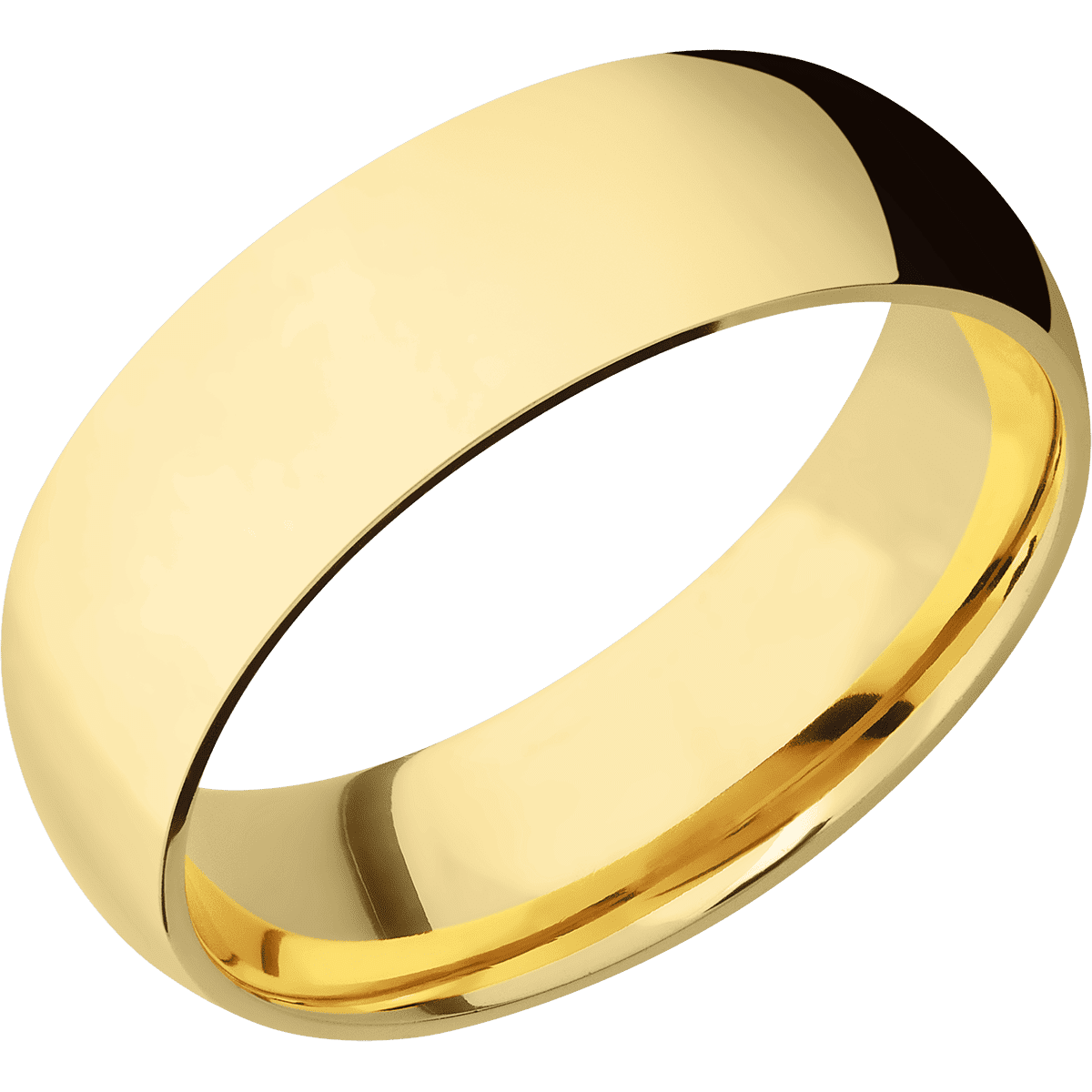 22K Yellow Gold + Polish Finish - 7 mm wide Domed 22K Yellow Gold band. - Custom
