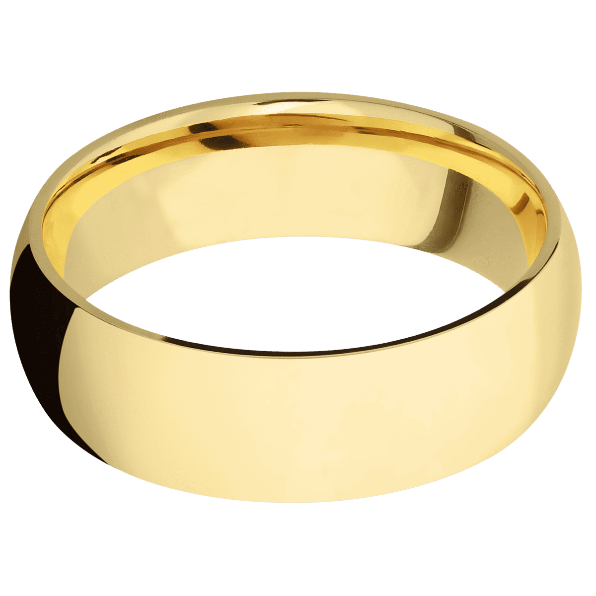 22K Yellow Gold + Polish Finish - 7 mm wide Domed 22K Yellow Gold band. - Custom