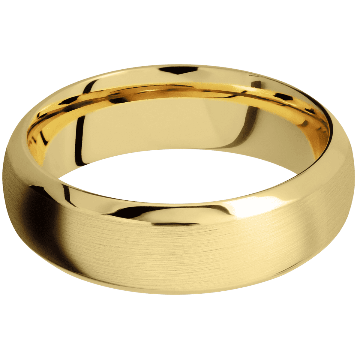 22K Yellow Gold + Satin Polish Finish - 7 mm wide Domed Bevel 22K Yellow Gold band. - Custom