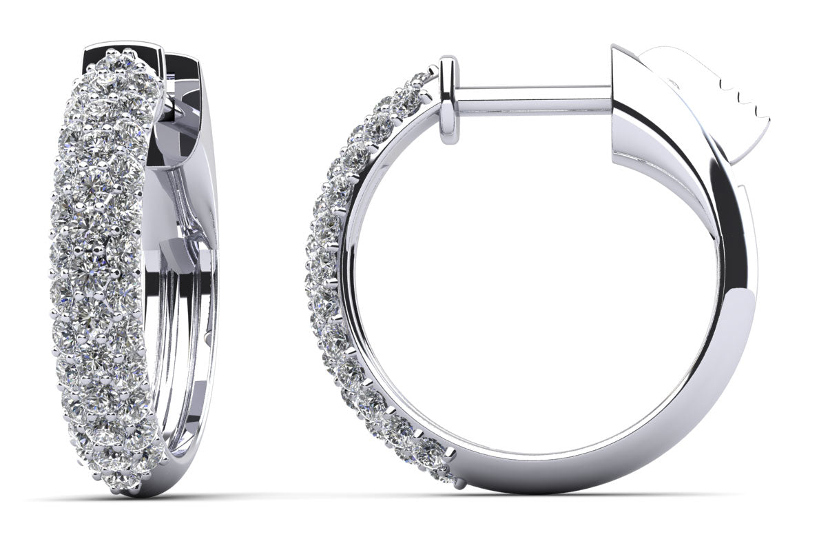 3-Row Brilliant Cut Huggie Diamond Hoops – view 2 of 3