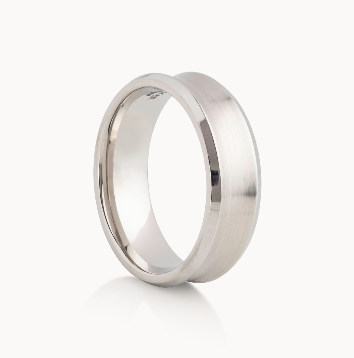 5/6/7 or 8MM Concave Wedding Band - Choice of White Gold / Rose Gold / Yellow Gold or Cobalt - Men’s Wedding Band