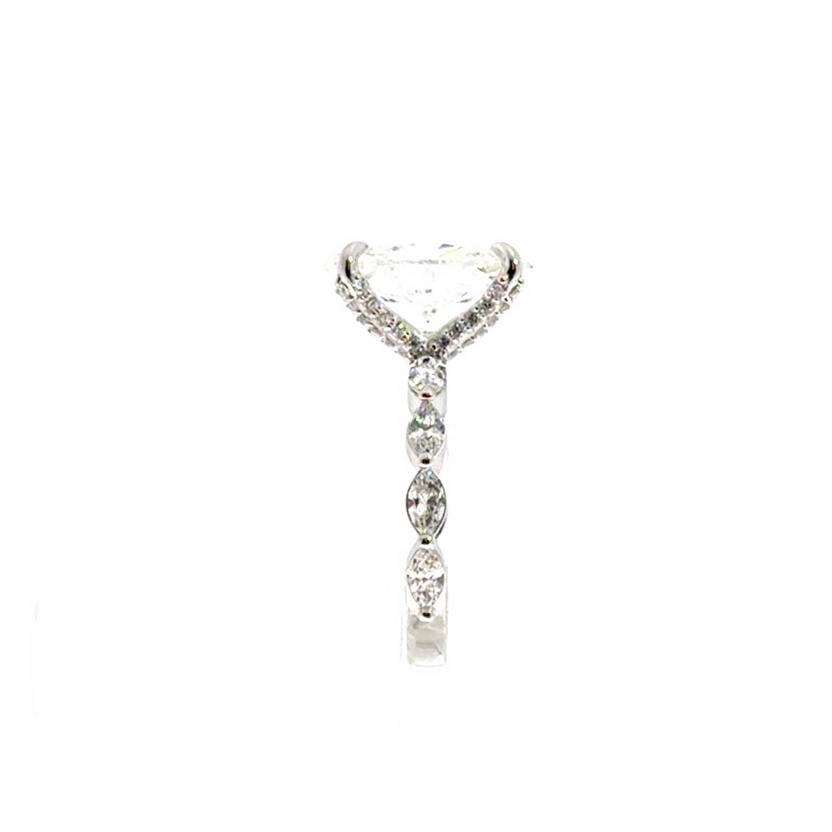 Lab Oval Cut Diamond with Marquise Cut Shank and Diamonds on Forks- Choice of 1.00ct/ 1.50ct / 2.00ct or 2.50ct