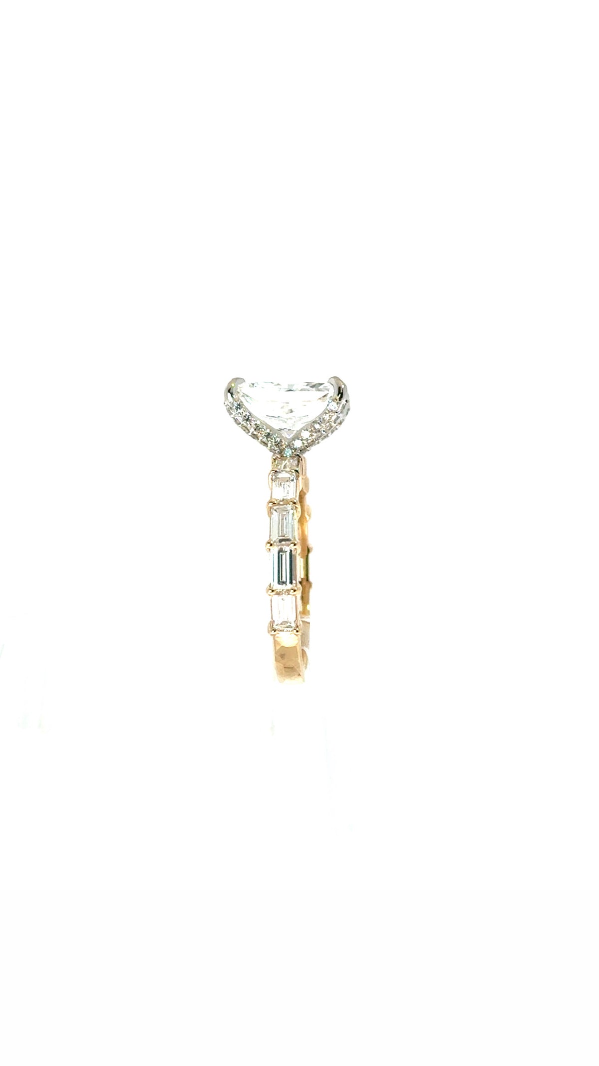 Radiant Cut Lab Diamond- Straight Baguette and Diamond Encrusted Prongs- Choice of 2.00ct / 3.00ct / 4.00ct or 5.00ct