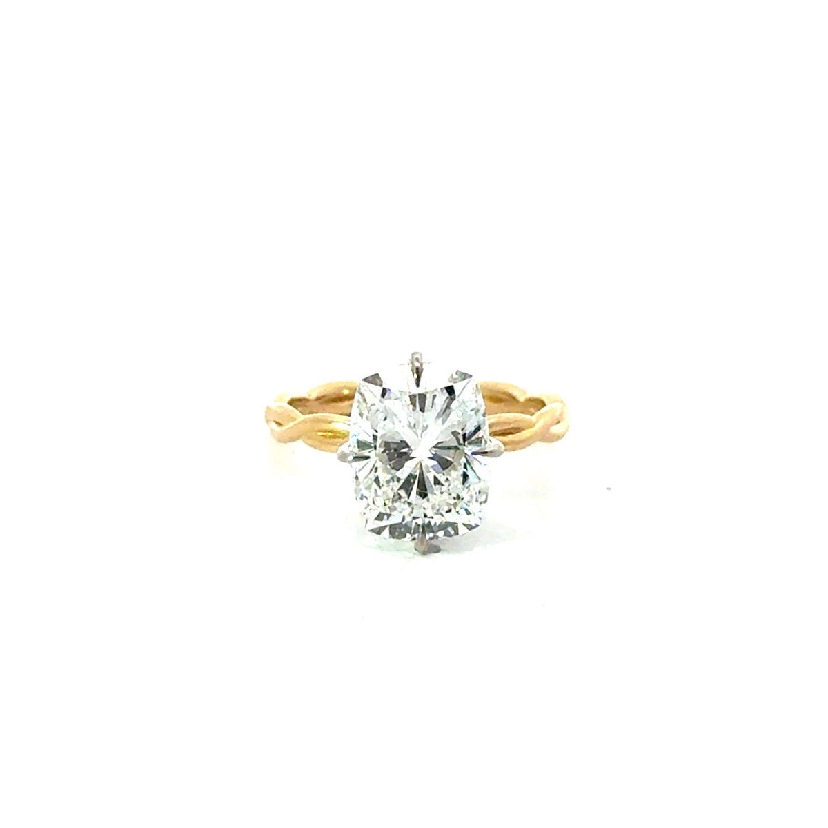 Elongated Cushion Cut Lab Diamond - Rotated Prongs with Braid Shank- Choice of 2.00ct / 3.00ct / 4.00ct or 5.00ct