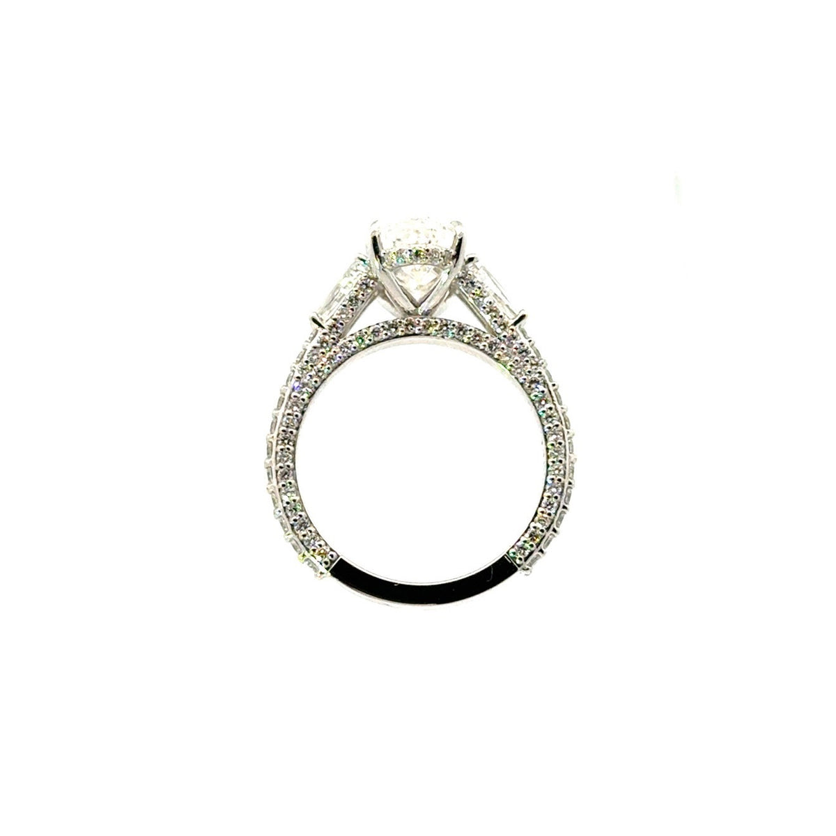 Step-Cut Oval Lab Diamond - Diamond Encrusted Italian Pave Shank with Tapered Baguettes - Choice of 2.00ct / 3.00ct / 4.00ct or 5.00ct