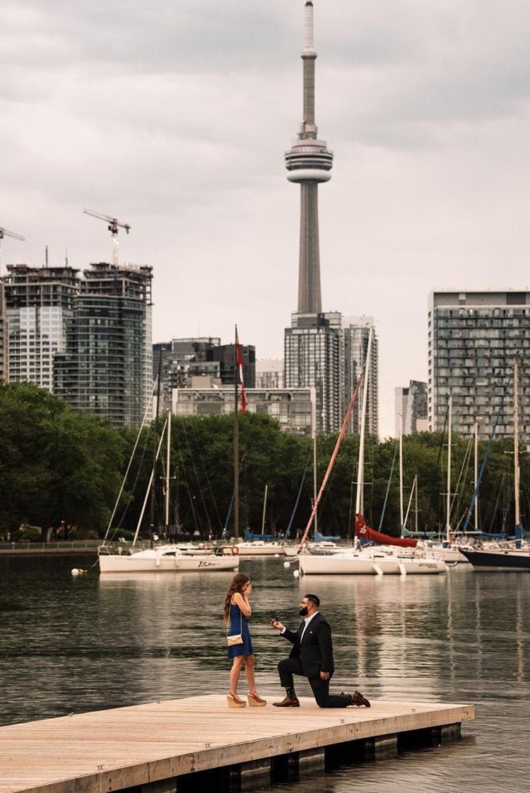 Proposal on the Toronto harbourfront with the CN Tower behind