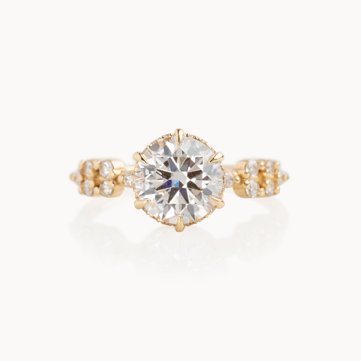 Round Cut Diamond - Cluster Design with Reverse Halo - Choice of .50ct / .80ct / 1.00ct or 1.20ct