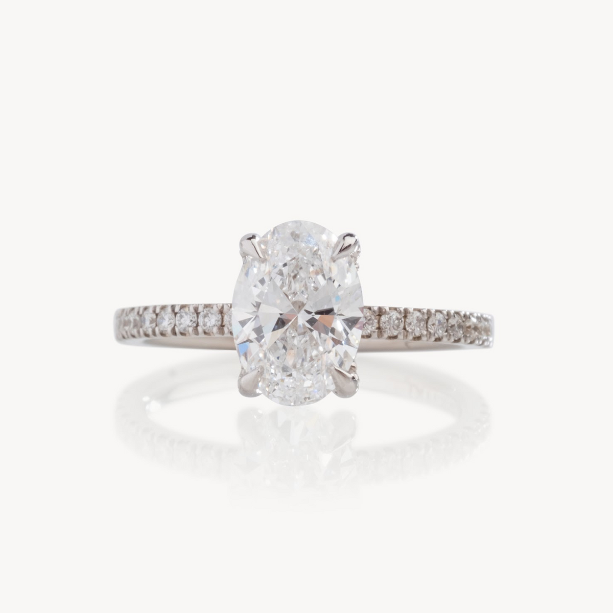 Oval Cut Diamond, Italian Pave Design with Diamonds on Prongs- Choice of .50ct / .80ct / 1.00ct or 1.20ct