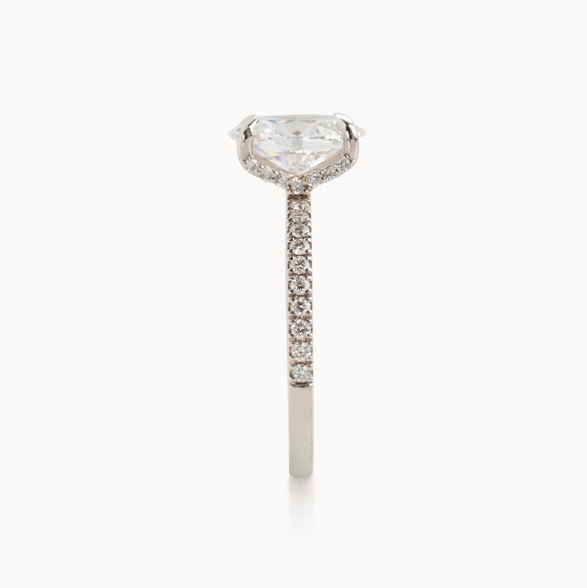 Oval Cut Diamond, Italian Pave Design with Diamonds on Prongs- Choice of .50ct / .80ct / 1.00ct or 1.20ct