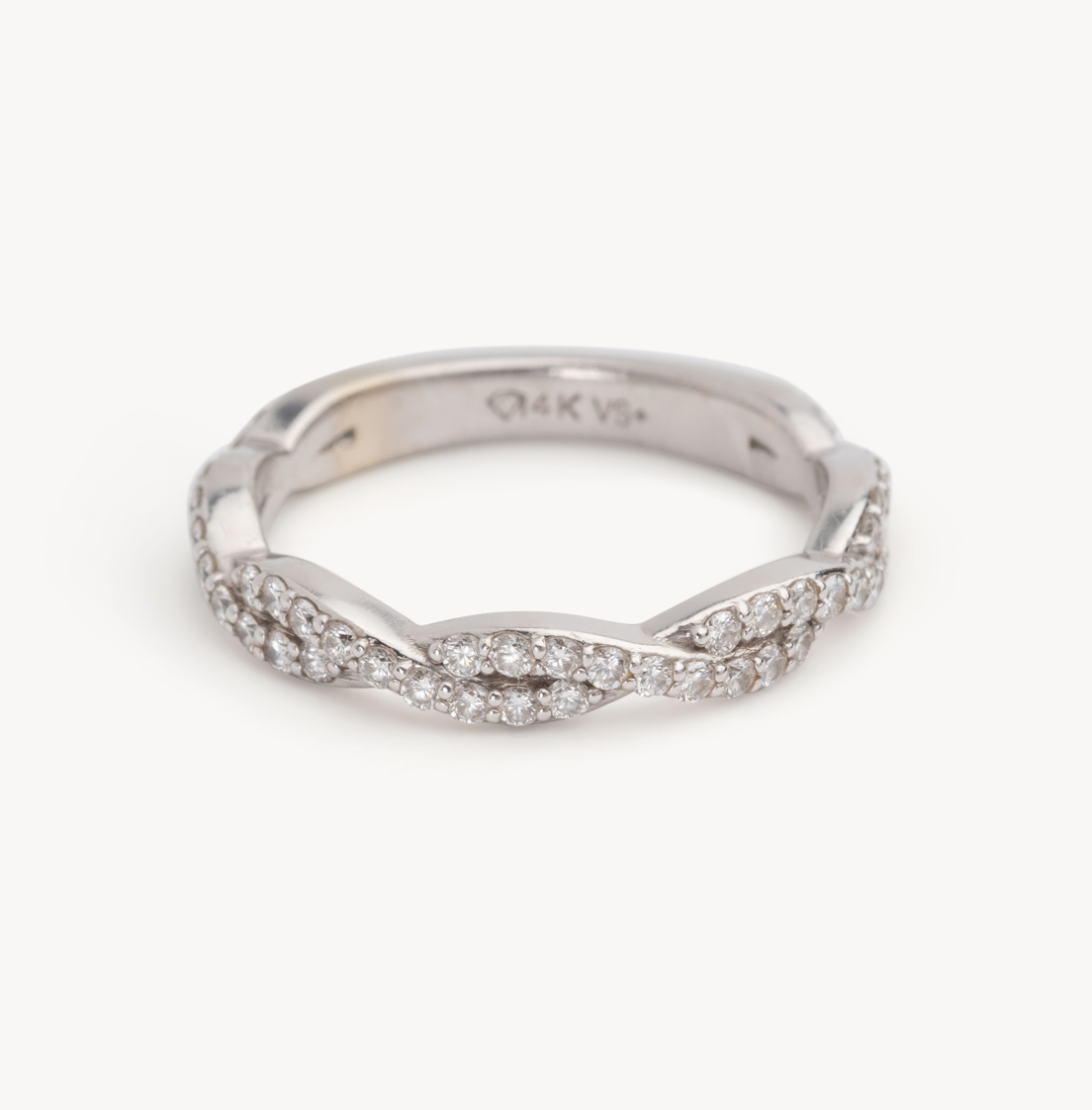 Ladies Round Diamond Braided Wedding Band- Choice of White Gold / Yellow Gold or Rose Gold - Natural or Lab Diamonds