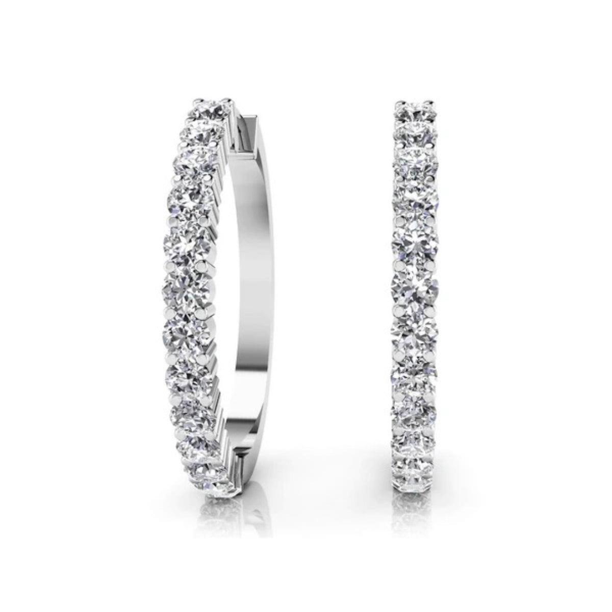 Lab Diamond Hoop Earrings - Choice of White or Yellow Gold - .49ct to 1.56ct Total Weight