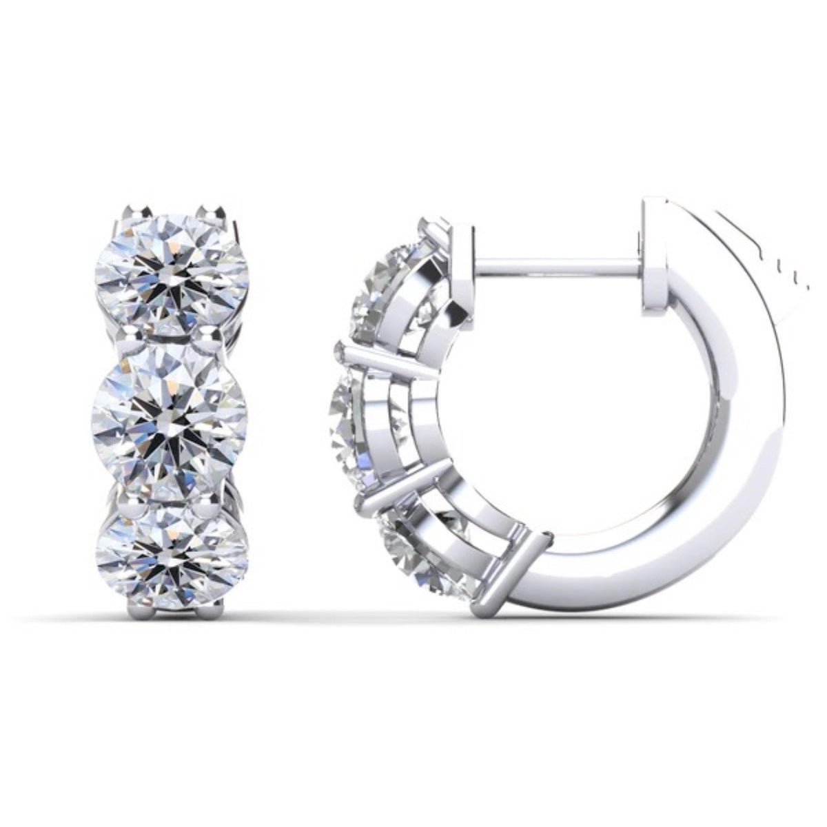 Lab Diamond Hoop Earrings - Choice of White or Yellow Gold - .96ct to 3.00ct Total Weight