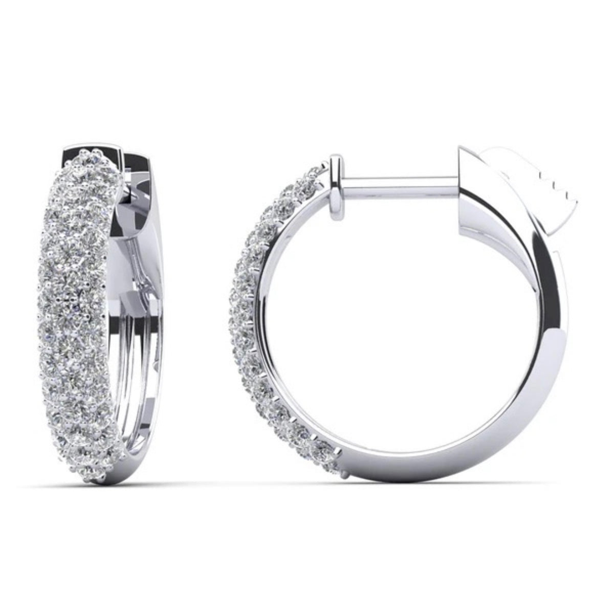 3 Rows Brilliant Cut Huggie Diamond Hoops- Choice of Natural or Lab Diamonds - .59ct Total Weight