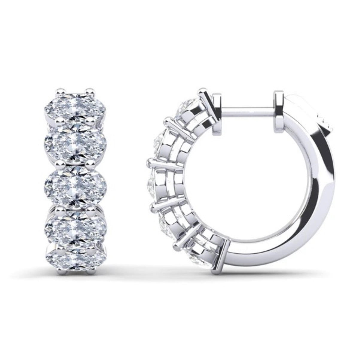 10 Stone Oval Hoop Earrings- Lab Diamonds - 2.00ct to 10.00ct Total Weight