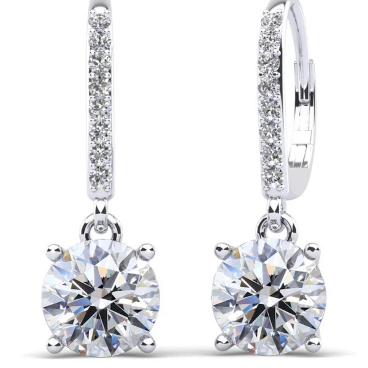 Brilliant Diamond Drop Earrings- Choice of Lab or Natural Diamonds - .48ct TW to 1.50ct TW