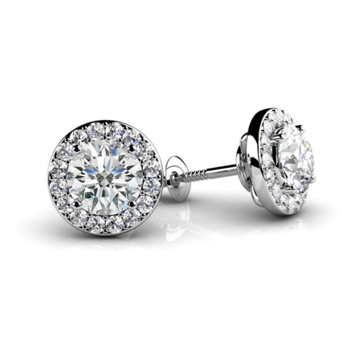 Circle Designer Diamond Stud Earrings- Choice of Lab or Natural Diamonds - .66ct TW to 1.58ct TW