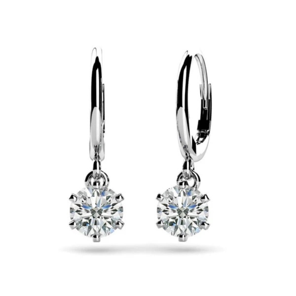 Lab Diamond 6-Prong Prong Diamond Drop Earrings- Choice of White Gold or Yellow Gold - .24ct to 2.00ct Total Weight