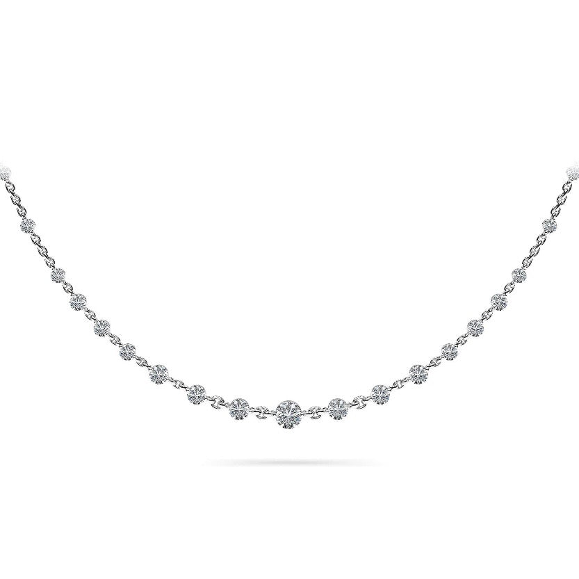 Graduated Diamond And Chain Link Necklace- Choice of 4.05ct to 6.18ct TW - Lab Diamonds