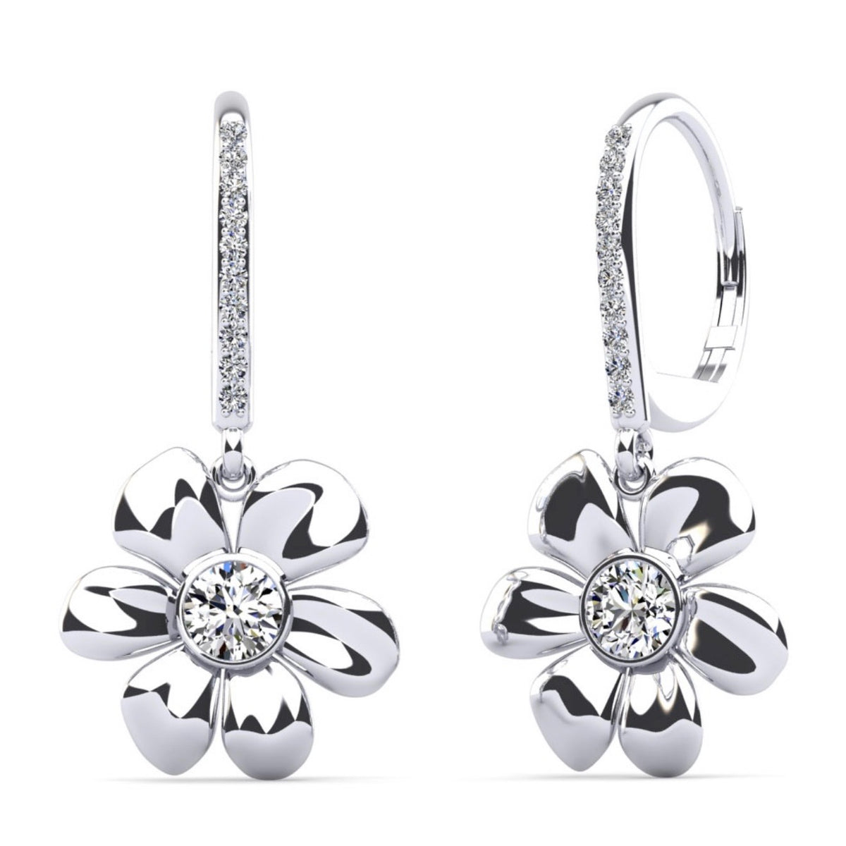 Floral Diamond Drop Earrings- Choice of Lab or Natural Diamonds - .35ct to 1.14ct TW