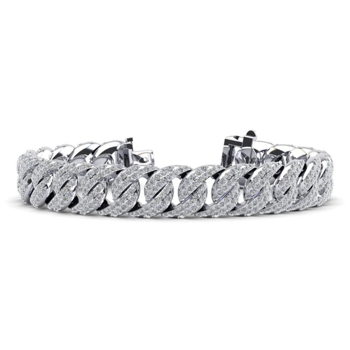 Men&#39;s Two Rows Graduated Diamond Link Bracelet- Choice of Natural or Lab Diamonds - 7.95ct Total Weight