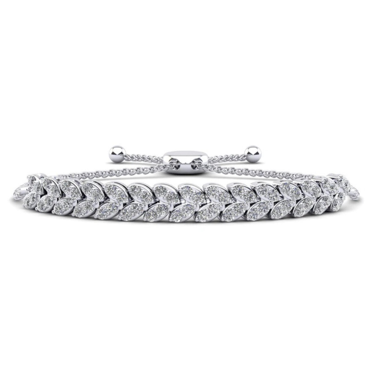 Marquise Illusion Adjustable Diamond Bracelet - Choice of White Gold or Yellow Gold - 2.24ct to 5.46ct Total Weight