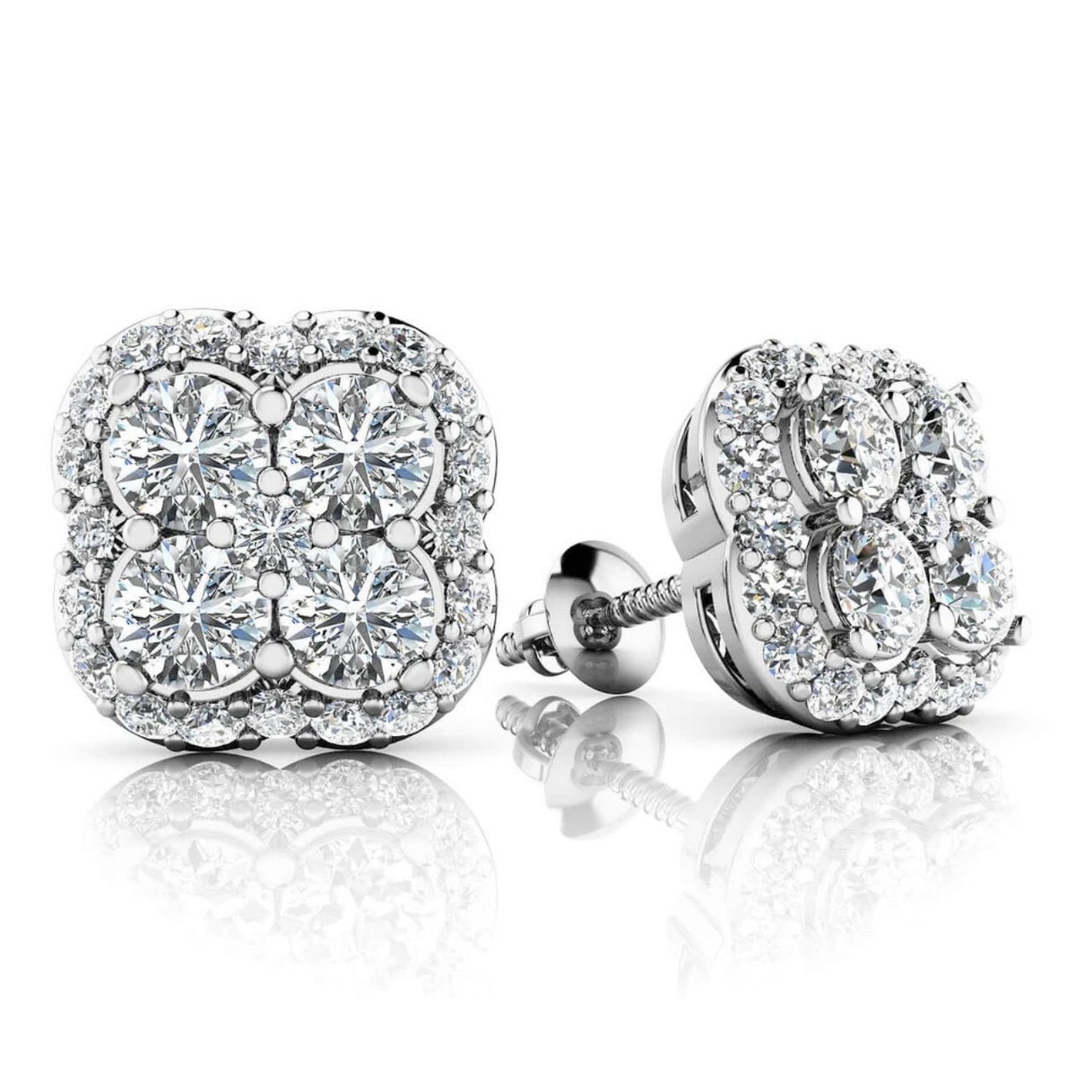 Lucky In Love Designer Stud Earrings- Choice of Natural or Lab Diamonds- .69ct to 1.03ct Total Weight