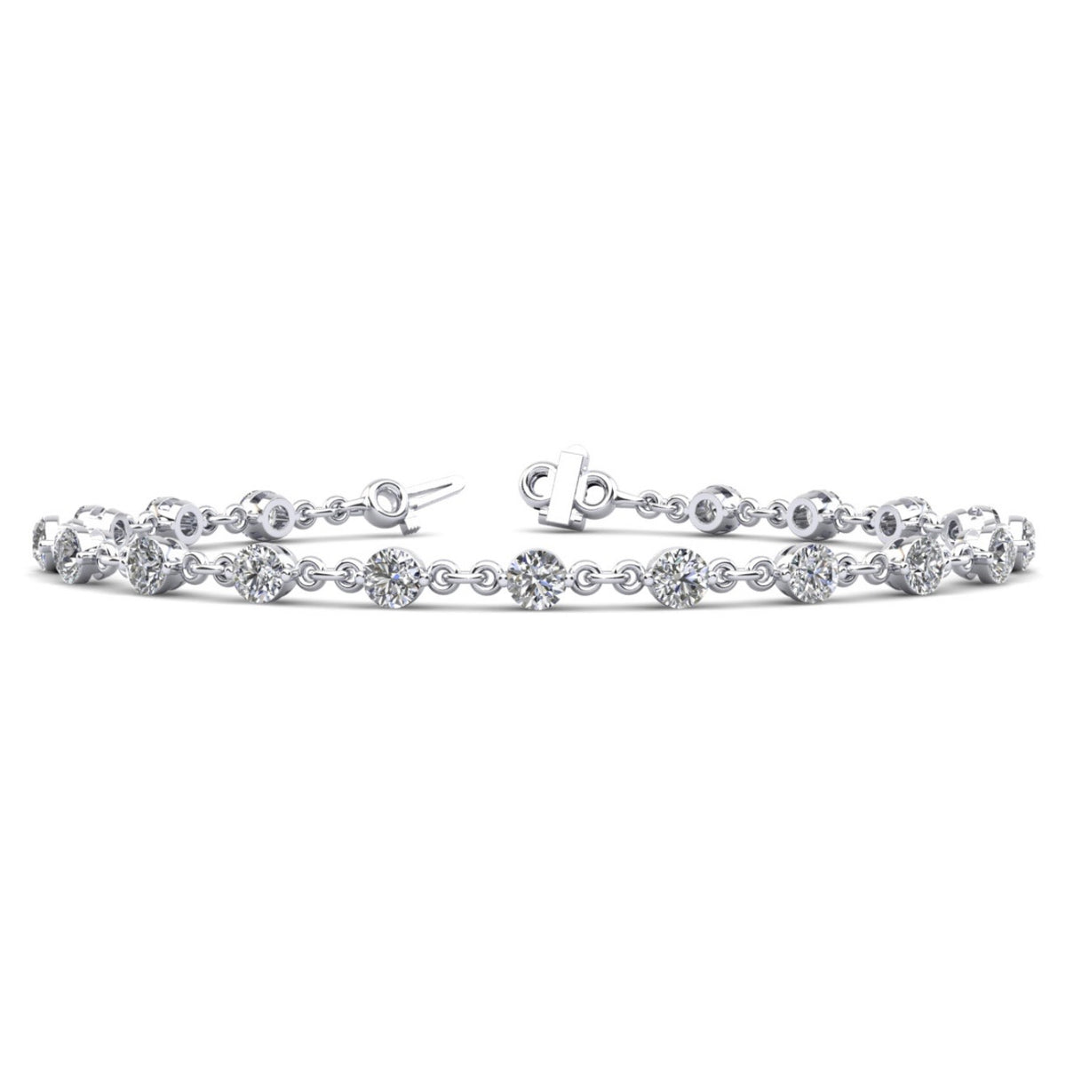 Diamond And Chain Link Bracelet- Choice of Natural or Lab Diamonds - .91ct to 4.50ct Total Weight