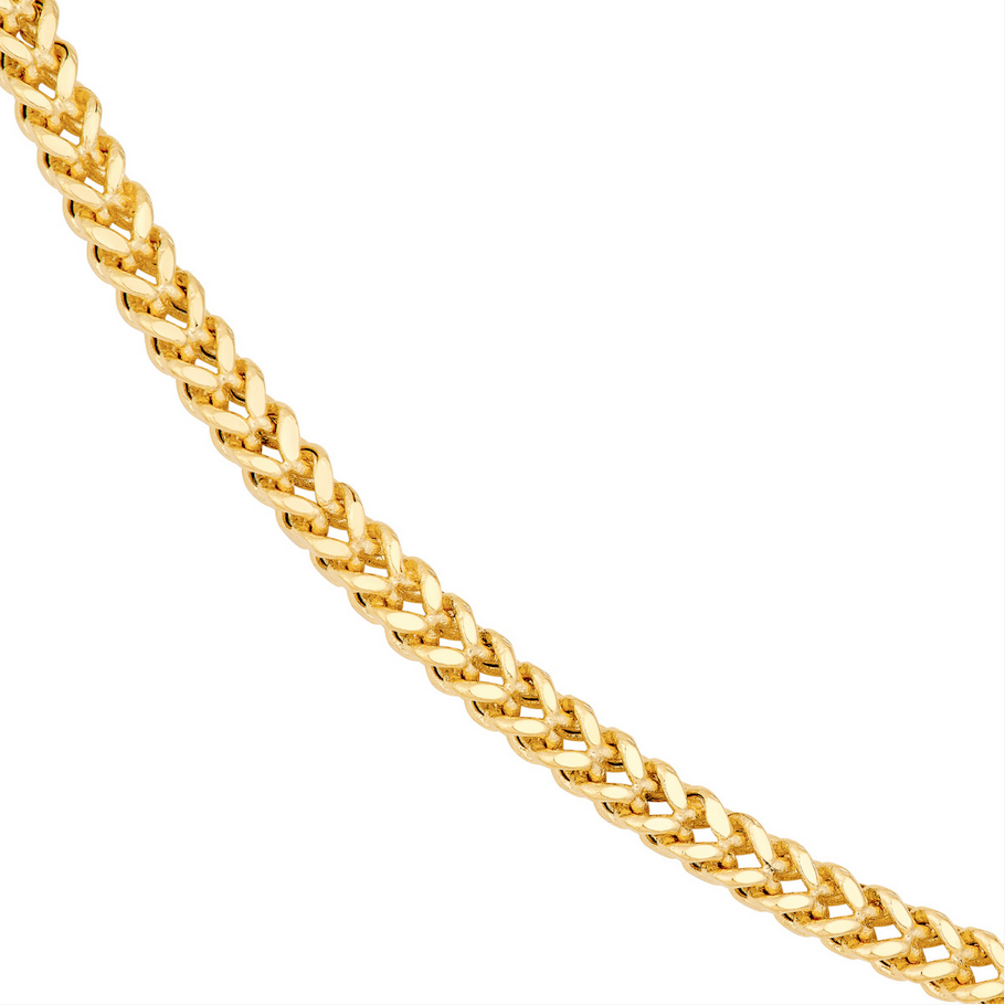 14KT Yellow Gold -2.65mm Hollow Square Franco Chain- 20" / 22" or 24"