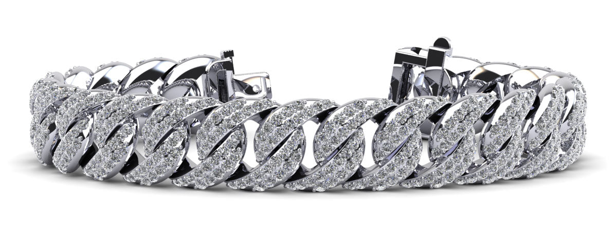 Men&#39;s Two Rows Graduated Diamond Link Bracelet- Choice of Natural or Lab Diamonds - 7.95ct Total Weight