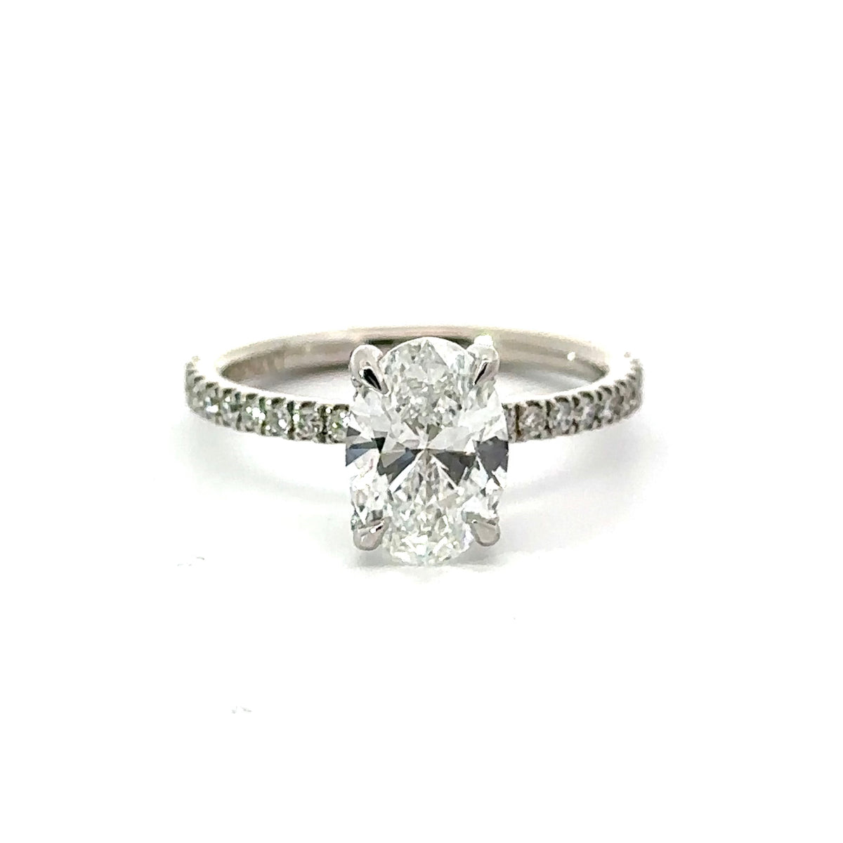 Oval Cut Diamond, Italian Pave Design with Diamonds on Prongs- Choice of .50ct / .80ct / 1.00ct or 1.20ct