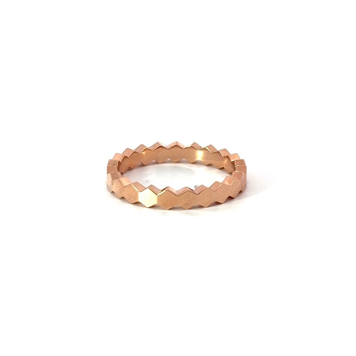 Ladies Hexagon Shape Wedding Band - 14KT Yellow / White or Rose Gold