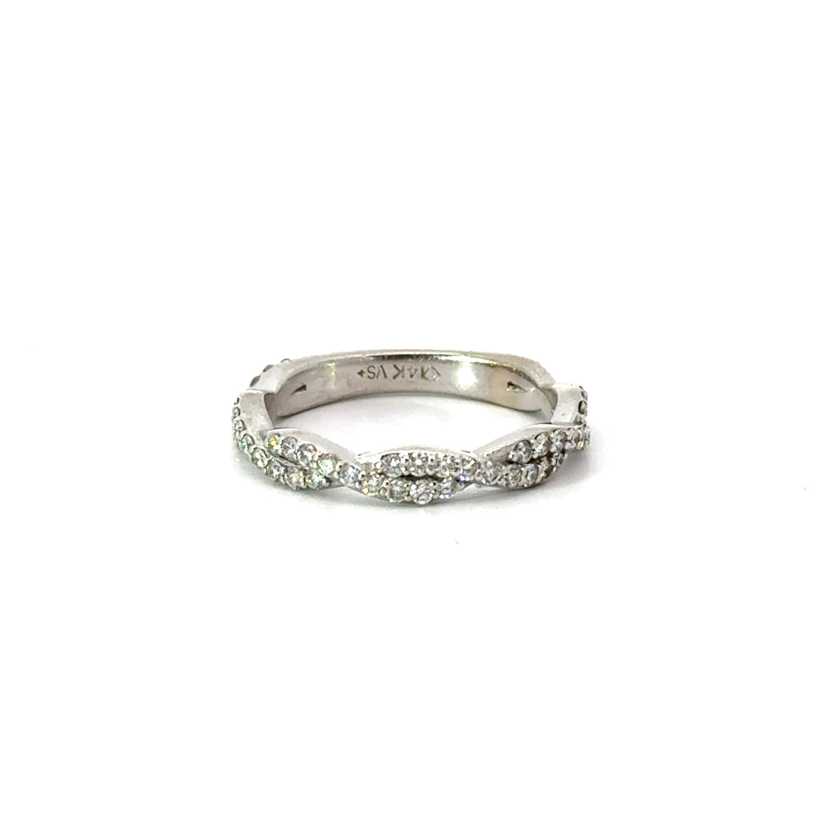 Ladies Round Diamond Braided Wedding Band- Choice of White Gold / Yellow Gold or Rose Gold - Natural or Lab Diamonds