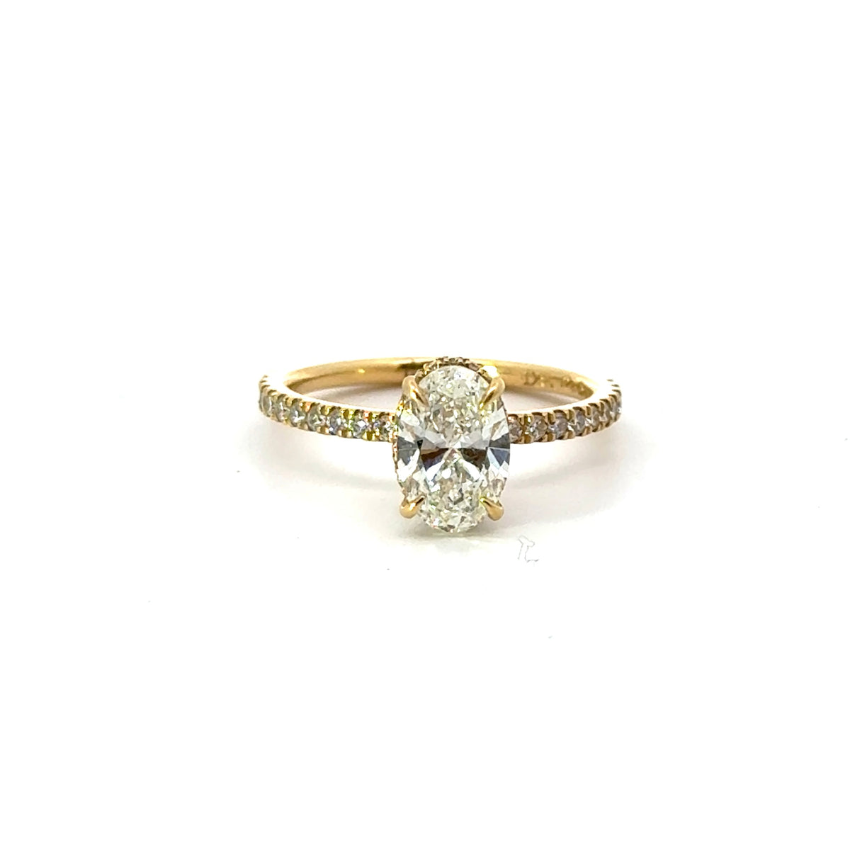 Oval Cut Reverse Halo and Italian Pave Engagement Ring Design- Choice of .50ct / .80ct / 1.00ct or 1.20ct Centre Diamond